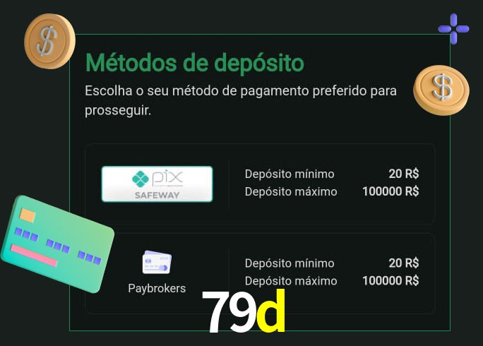 O cassino 79d oferece uma grande variedade de métodos de pagamento